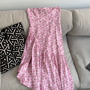 Floral Pink Strapless Dress